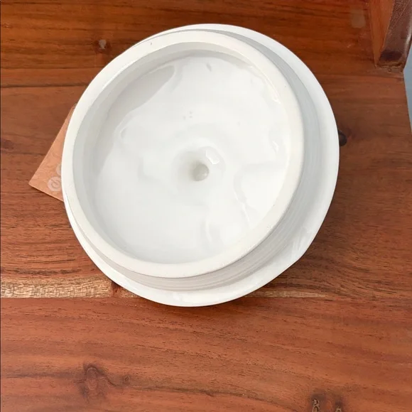 White Ceramic Canister with Pale Blue Trim - Picture 5 of 7